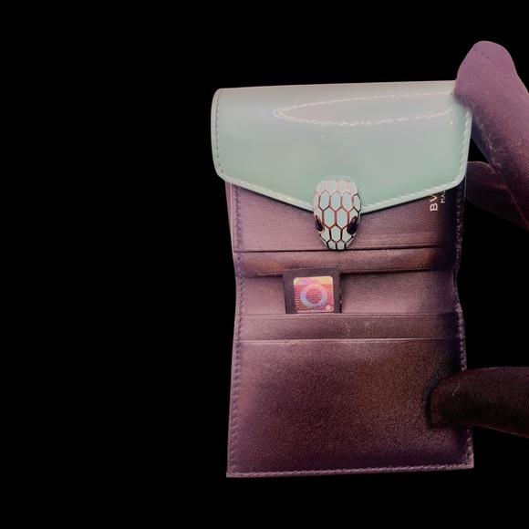 BVLGARI Serpenti Mint Green Patent Leather Wallet - Picture 9 of 12